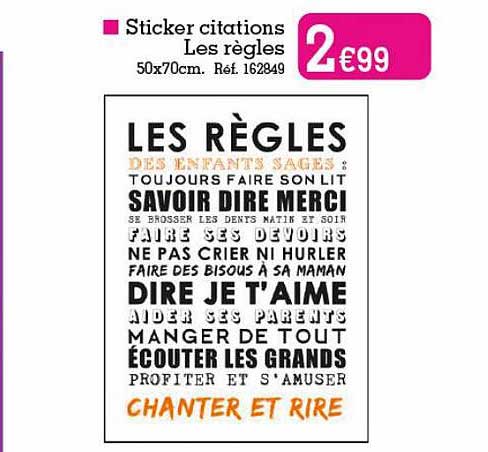 sticker citations les règles