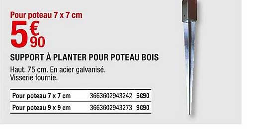 support à planter pour poteau bois