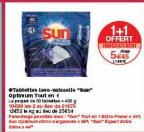 tablettes lave-vaisselle sun optinum tout en 1 1+1 offert