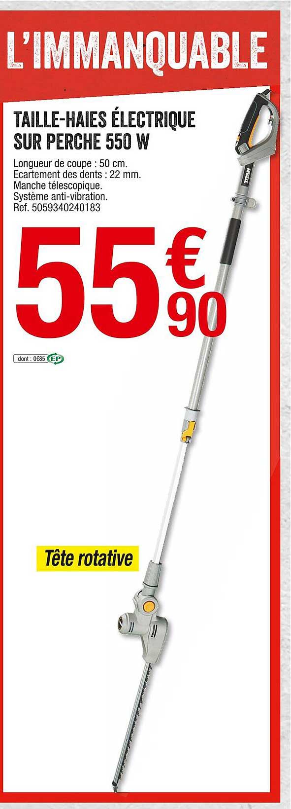 Taille-haies électrique Sur Perche 550 W