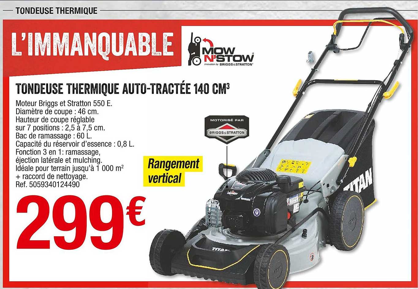 tondeuse thrermique auto-tractée 140 cm3