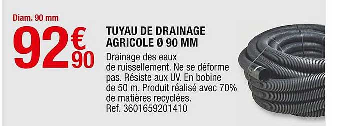 tuyau de drainage agricole ø 90 mm