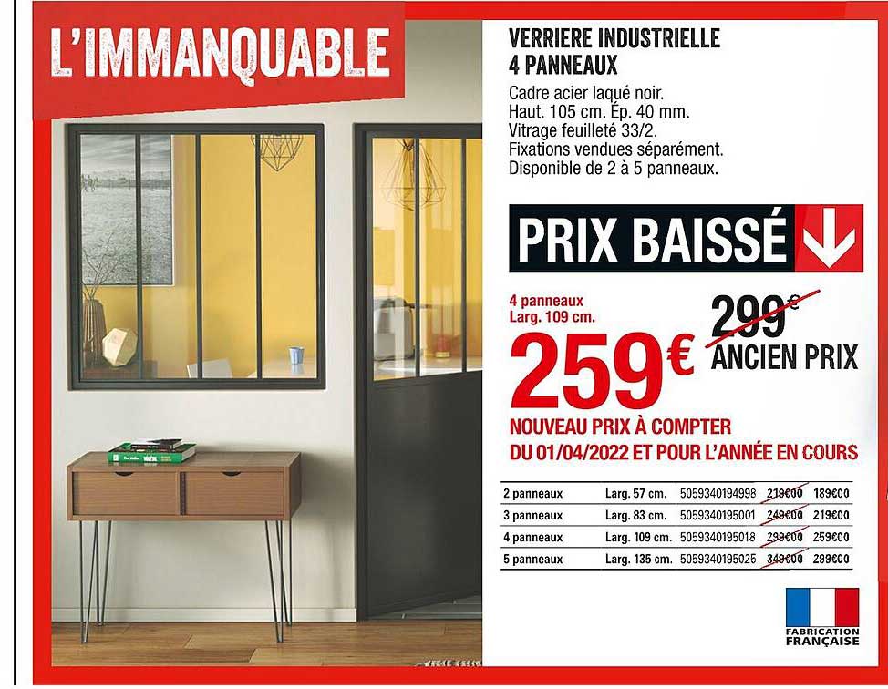 Verrière Industrielle 4 Panneaux