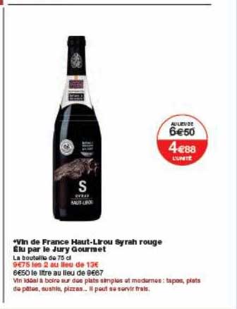 vin de france haut-lirou syrah rouge élu par le jury gourmet