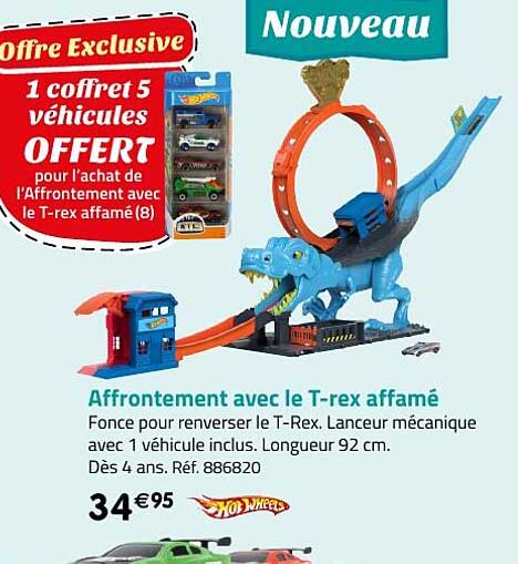 affrontement avec le t-rex affamé hot wheels