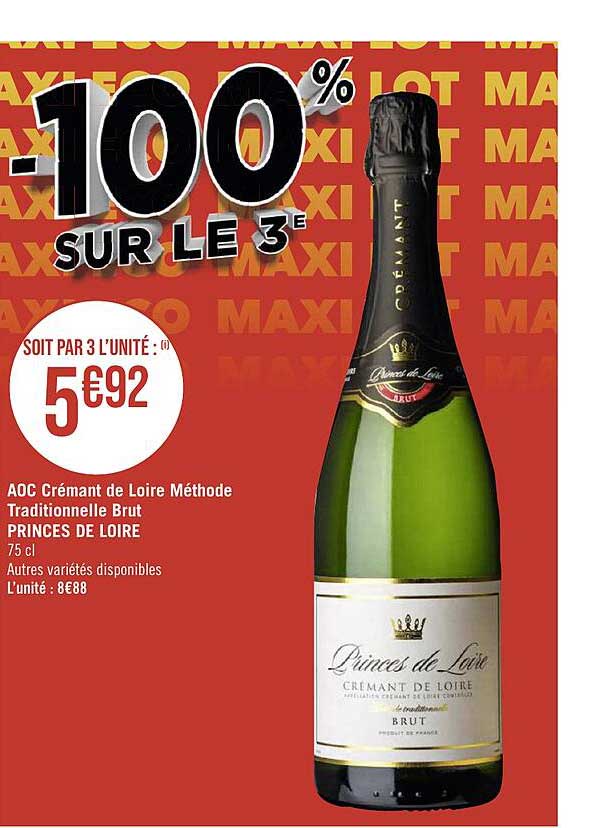 aoc crémant de loire méthode traditionnelle brut princes de loire