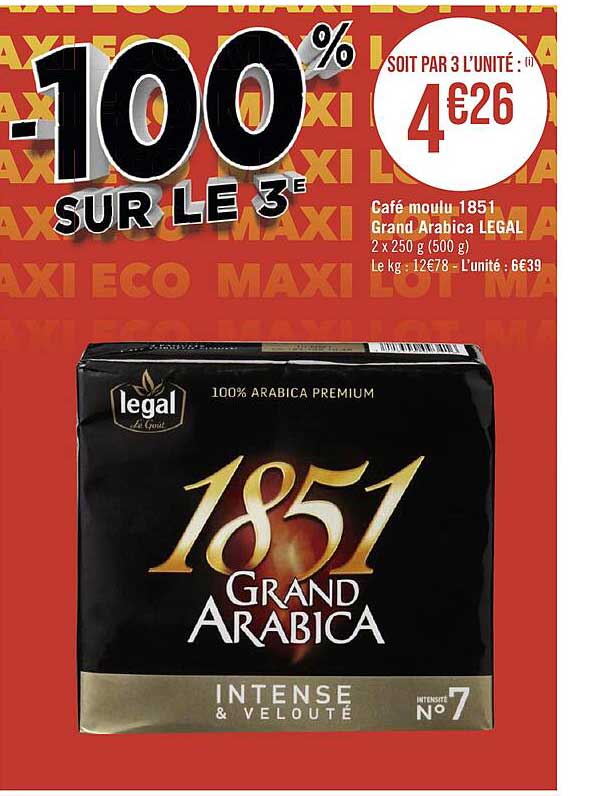 Café Moulu 1851 Grand Arabica Légal