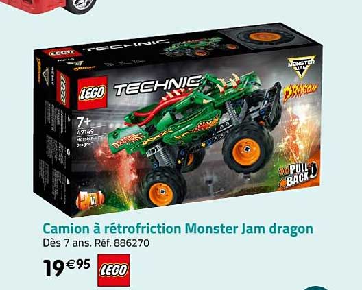 camion à rétrofriction monster jam dragon lego