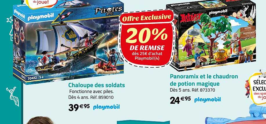 chaloupe des soldats playmobil, panoramix et le chaudron de potion magique playmobil
