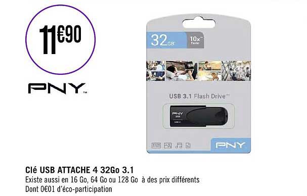 clé usb attache 4 32go 3.1 pny