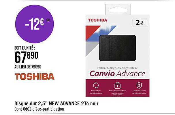 disque dur 2,5" new advance 2 To noir toshiba