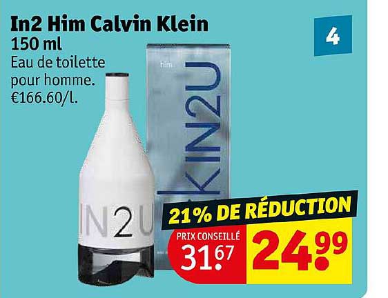 eau de toilette pour homme in2 him calvin klein 150 ml