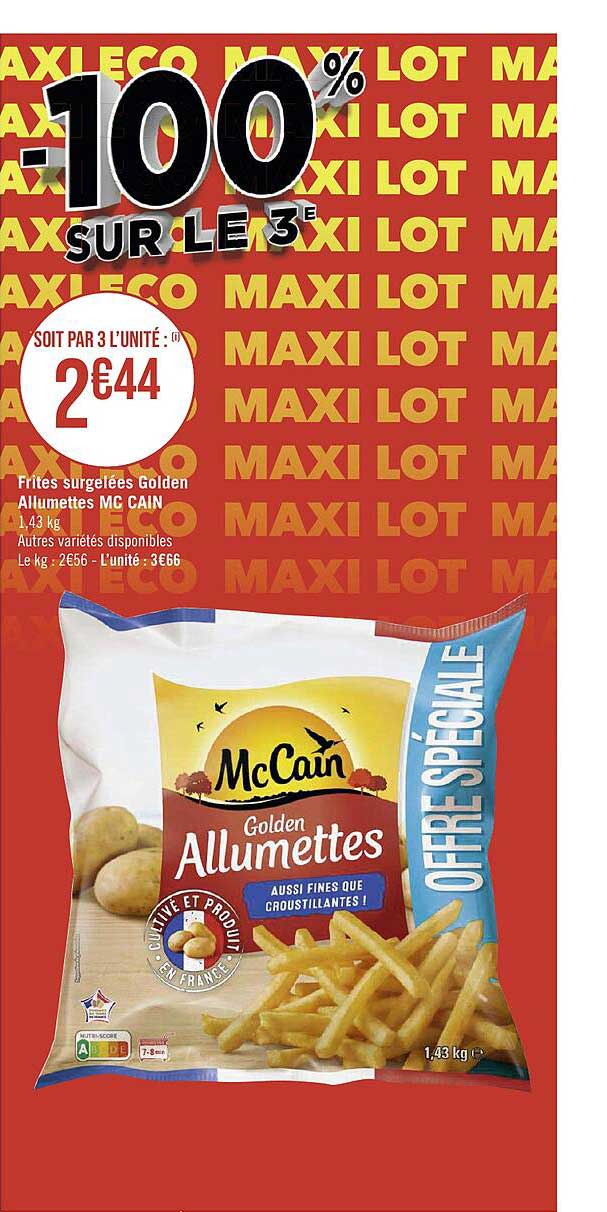 frites surgelées golden allumettes mc cain