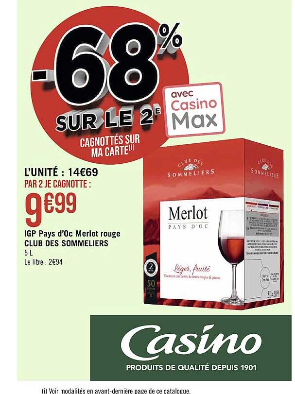 Igp Pays D'oc Merlot Rouge Club Des Sommeliers