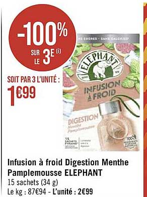 infusion à froid digestion menthe pamplemousse éléphant