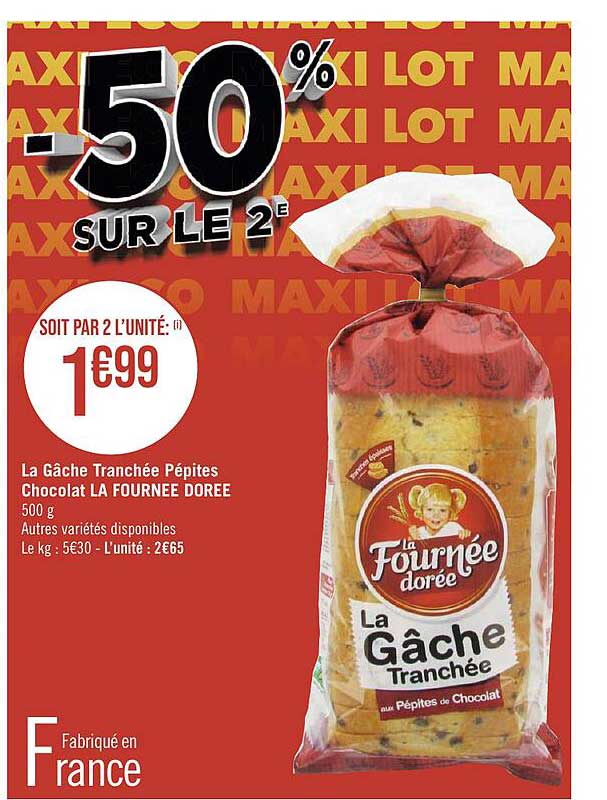 la gâche tranchée pépites chocolat la fournée dorée