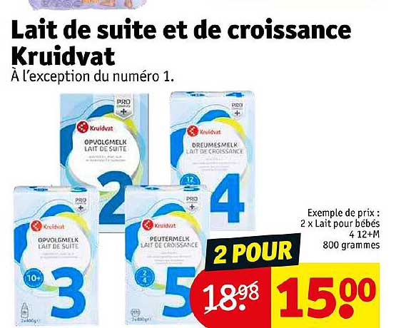 lait de suite et de croissance kruidvat