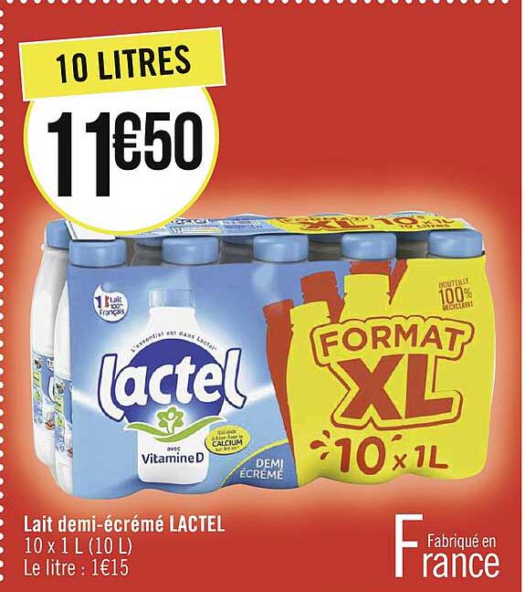 Lait Demi-écrémé Lactel