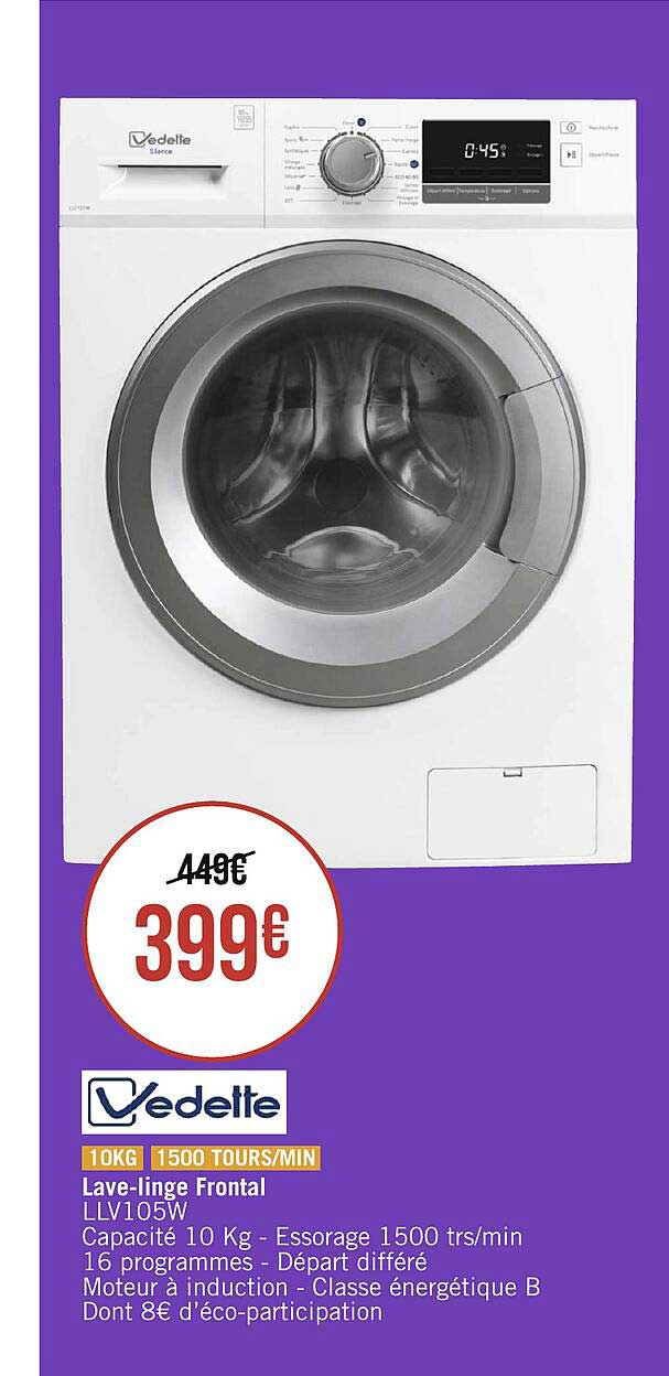 lave-linge frontal vedette 10 kg
