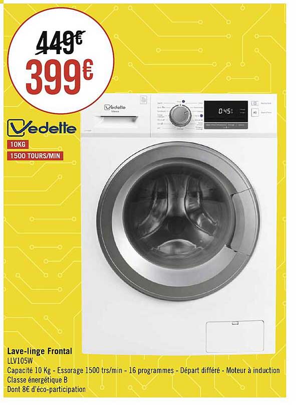 lave-linge frontal vedette 10 kg