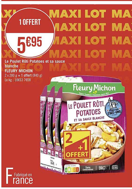 le poulet rôti potatoes et sa sauce blanche fleury michon