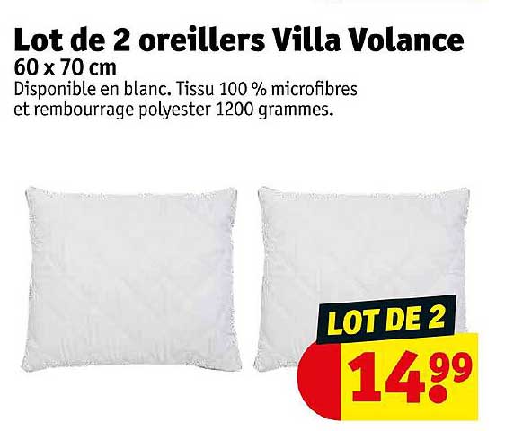 lot de 2 oreillers villa volance