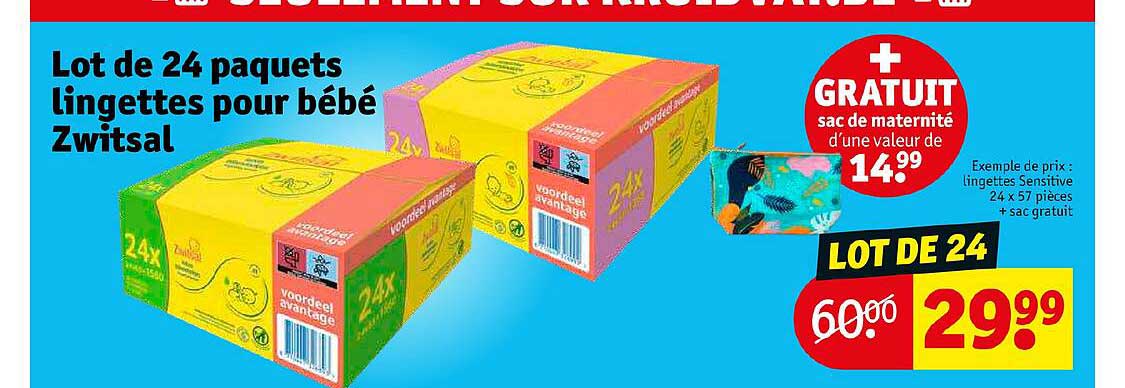 lot de 24 paquets lingettes pour bébé zwitsal