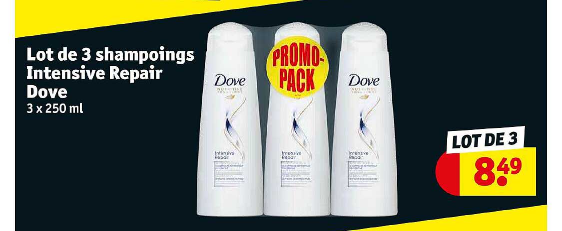 lot de 3 shampoings intensive repair dove