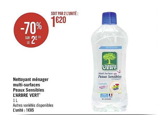 nettoyant ménager multi-surfaces peaux sensibles l'arbre vert