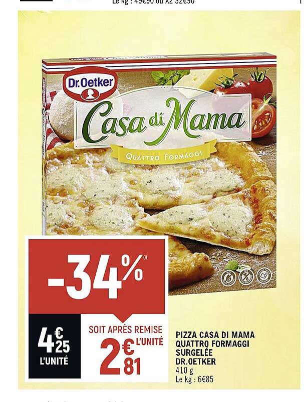 pizza casa di mama quattro formaggi surgelée dr. oetker