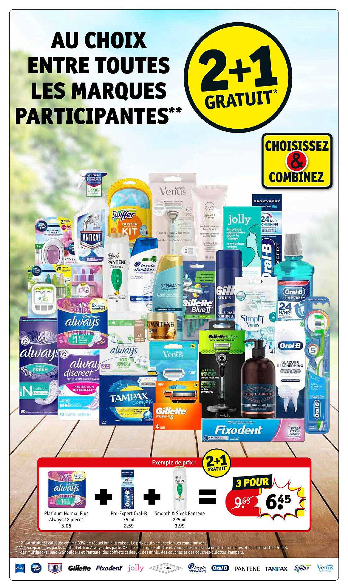 platinum normal plus always 12 pièces + pro expert oral-b 75 ml + smooth & sleek pantene 225 ml