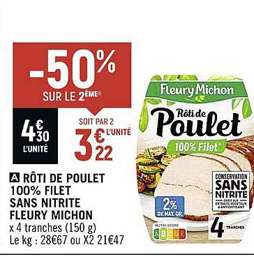 rôti de poulet 100% filet sans nitrite fleury michon
