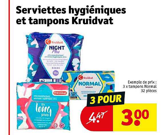 serviettes hygiéniques et tampons kruidvat