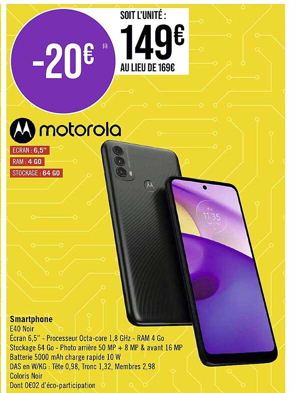 Smartphone Motorola E40 Noir