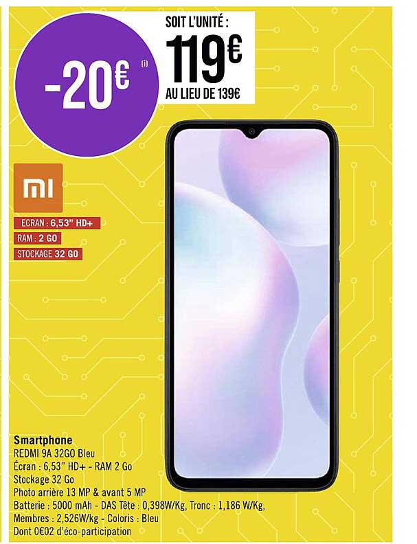 smartphone redmi 9A 32go bleu