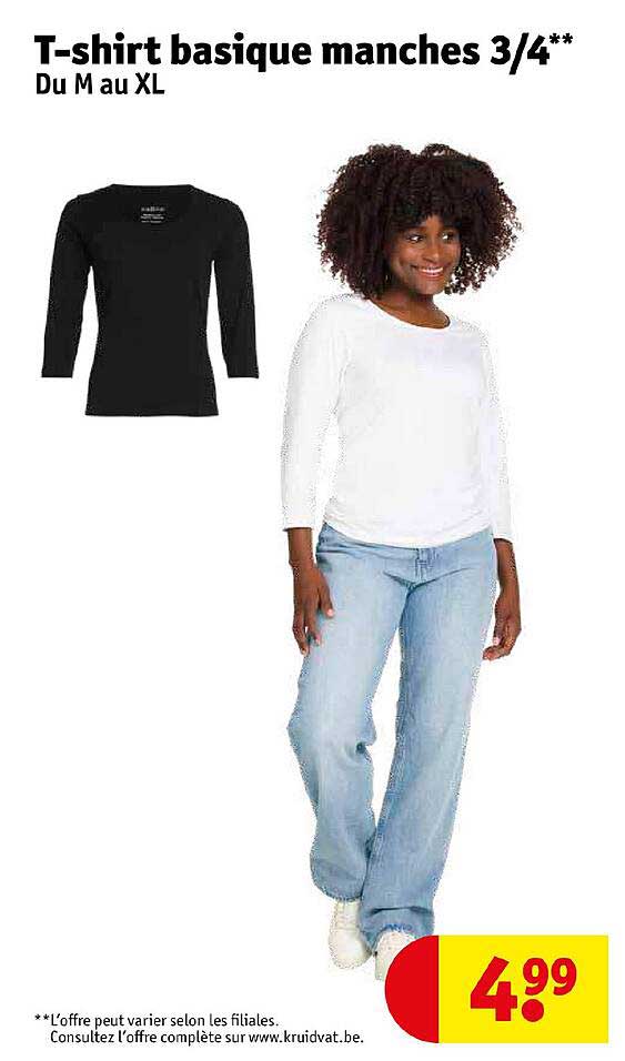 t-shirt basique manches 3-4