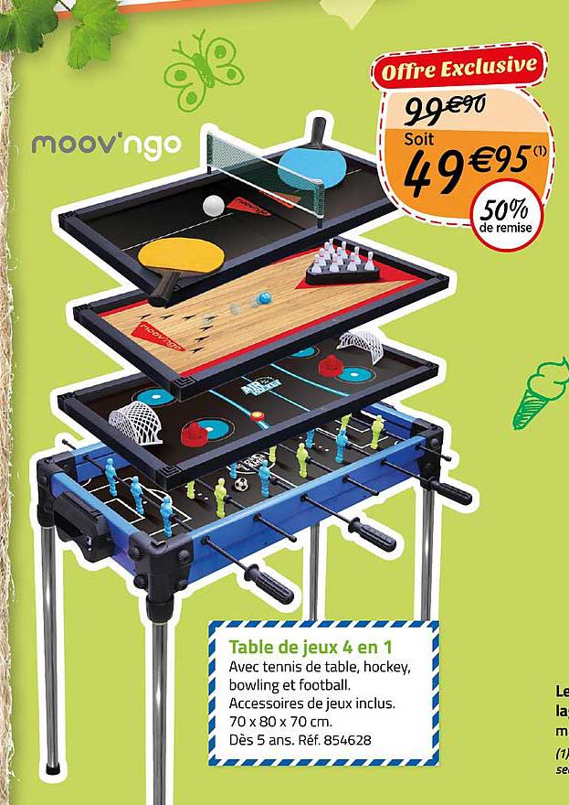 table de jeux 4 en 1 moov'ngo