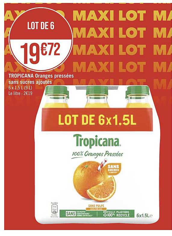 Tropicana Oranges Pressées Sans Sucres Ajoutés
