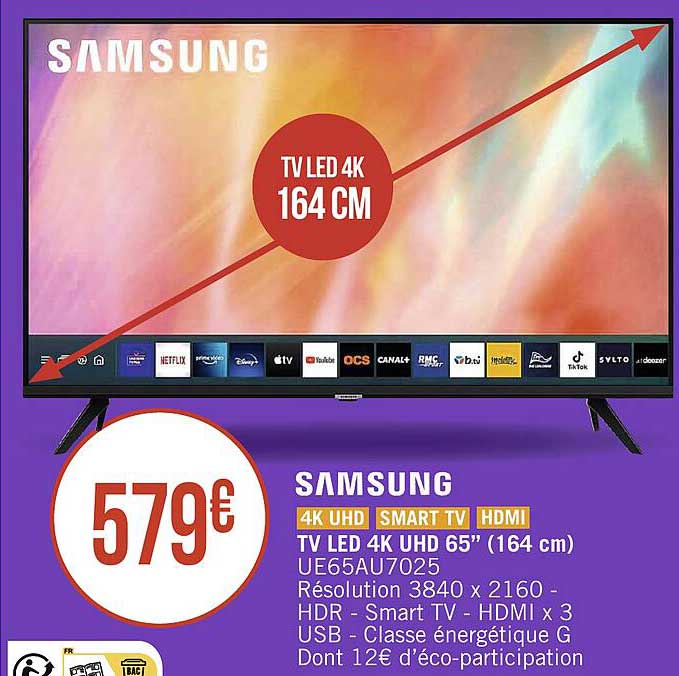 Tv Led 4k Uhd 65" (164 Cm) Samsung