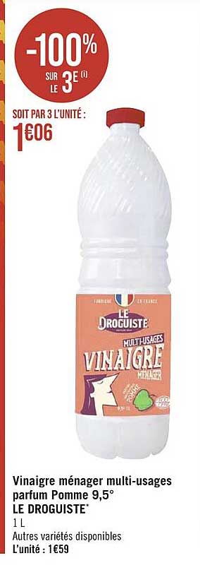 vinaigre ménager multi-usages parfum pomme 9,5° le droguiste