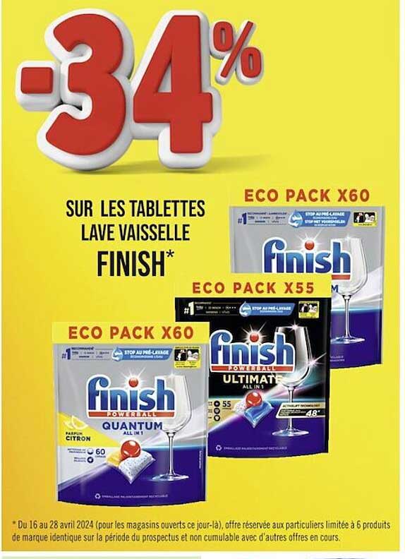 -37% sur les tablettes lave vaisselle finish