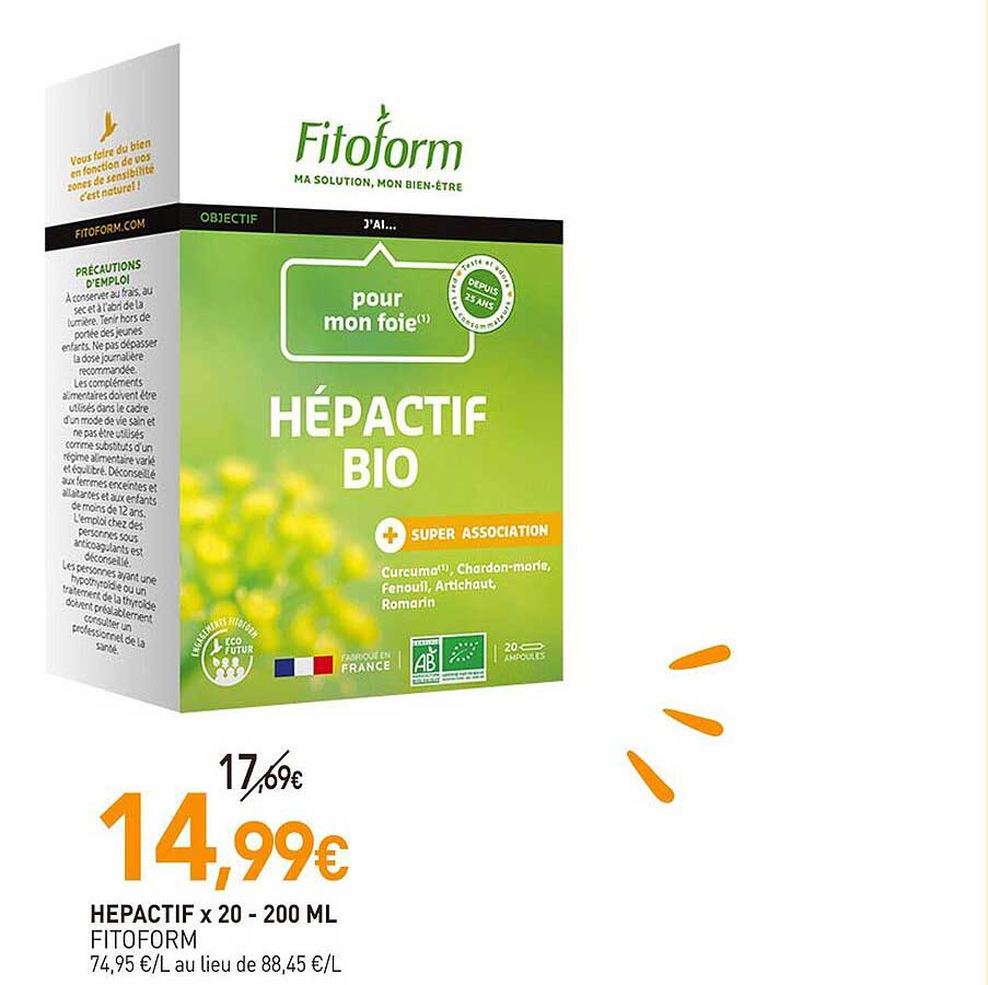 hépactif x 20 fitoform - 200 ml