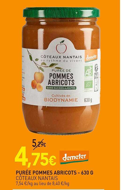 Purée Pommes Abricots Côteaux Nantais - 630 G