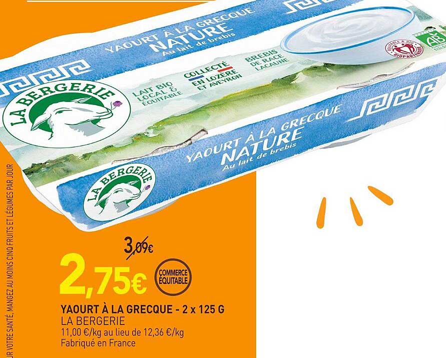 Yaourt à La Grecque La Bergerie - 2 X 125 G