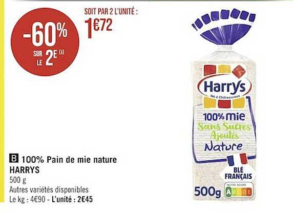 100% Pain De Mie Nature Harrys