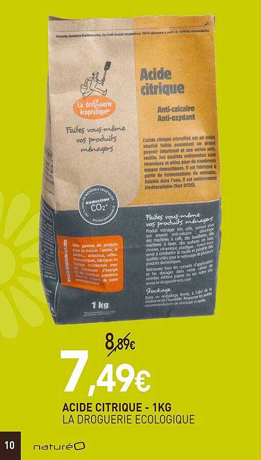acide citrique la droguerie écologique - 1 kg