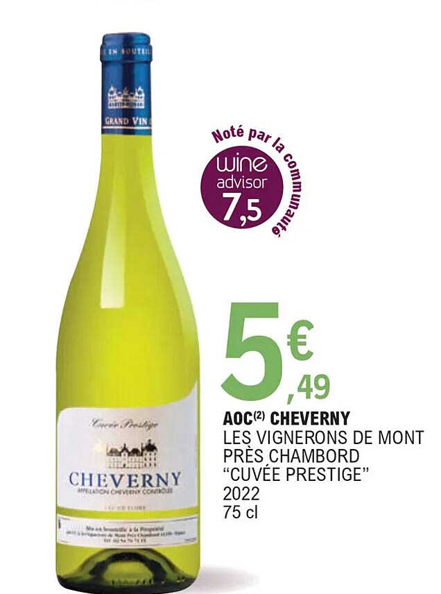 aoc cheverny les vignerons de mont près chambord "cuvée prestige" 2022