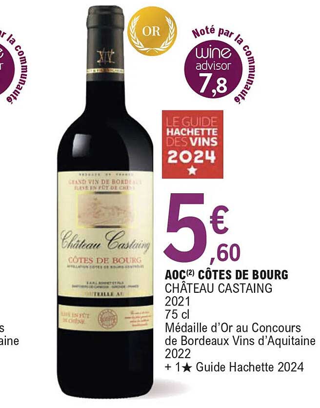 aoc côtes de bourg château castaing 2021
