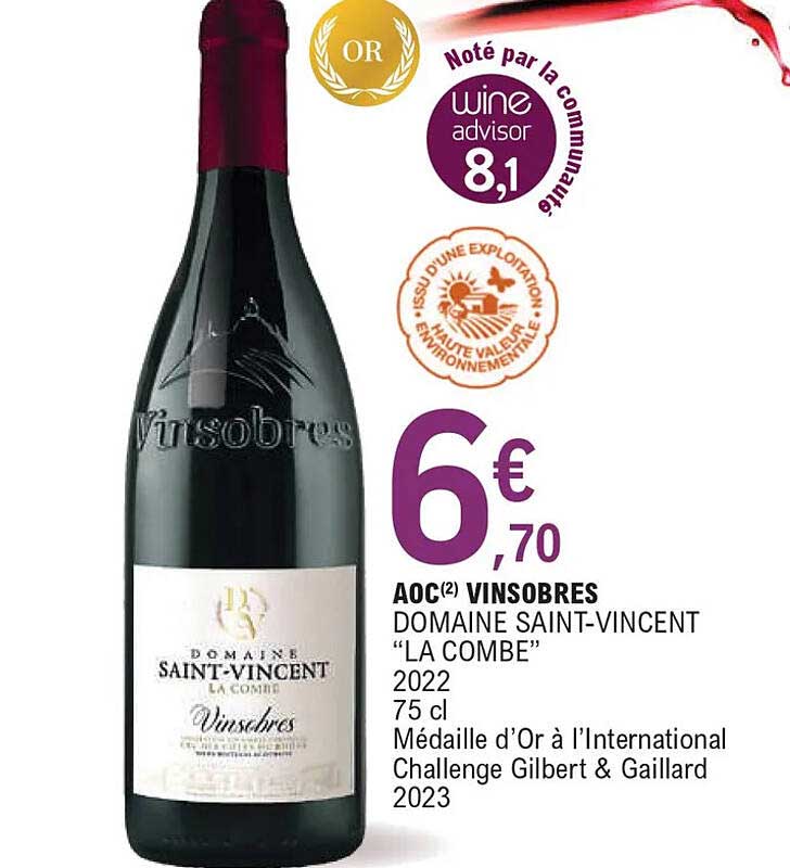 aoc vinsobres domaine saint-vincent "la combe" 2022