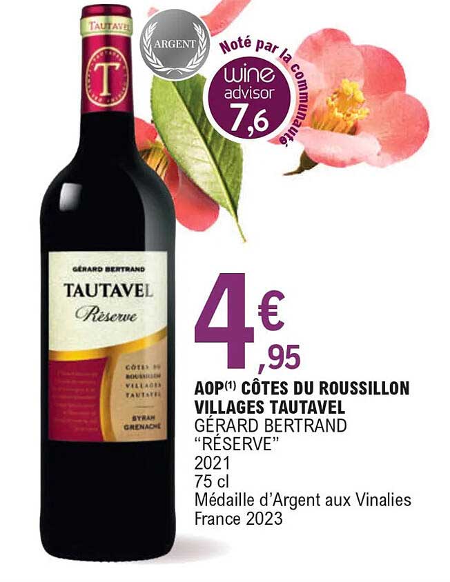 aop côtes du roussillon villages tautavel gérard bertrand "réserve" 2021